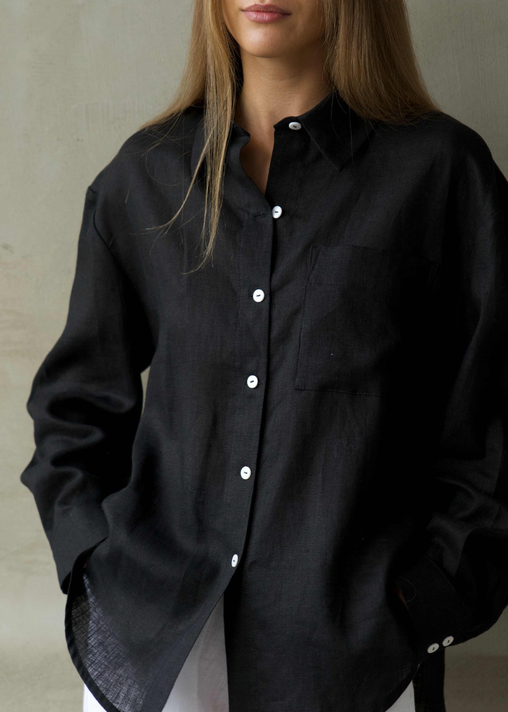 Oversized Linen Shirt - Black
