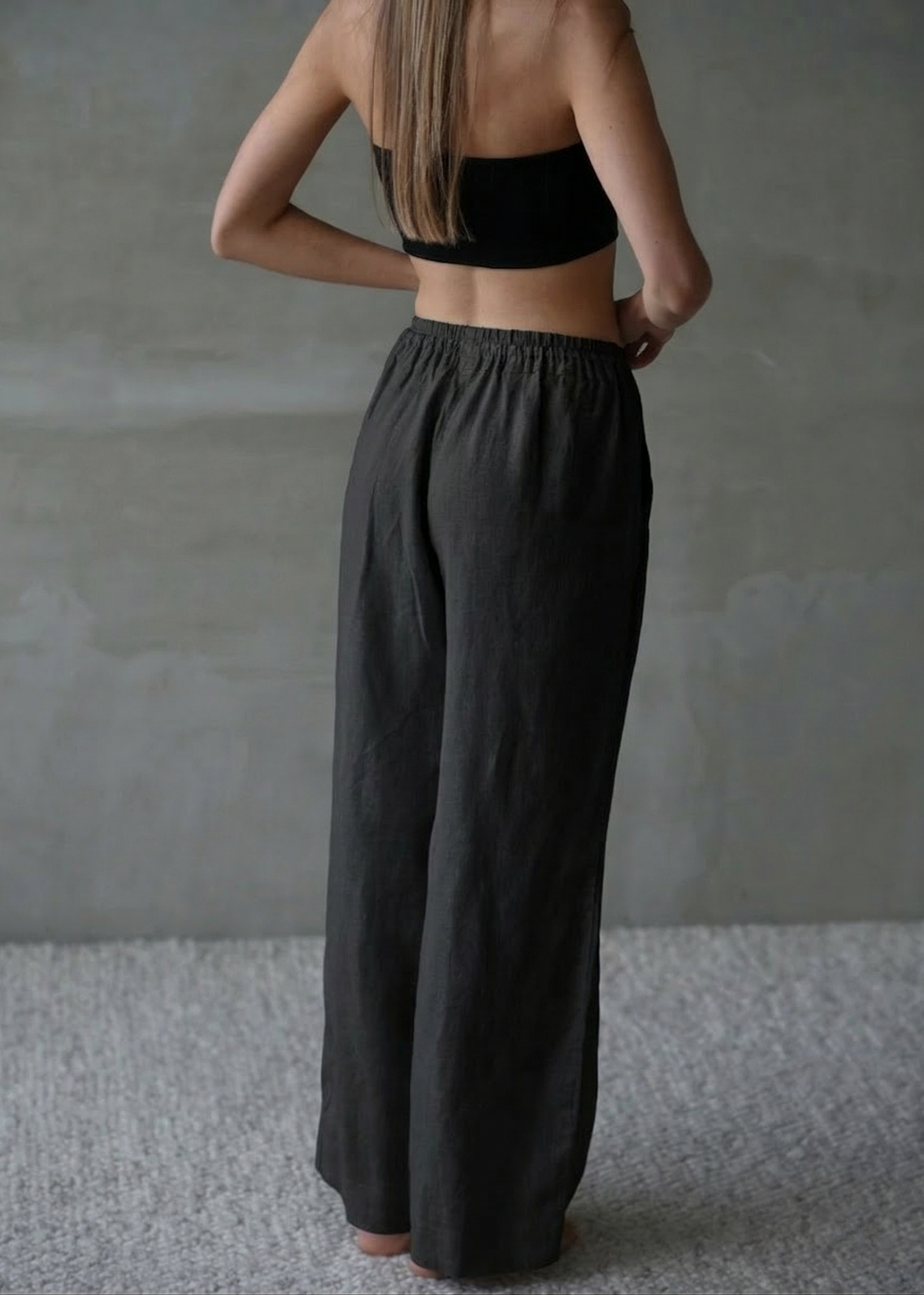 Linen Lounge Pants - Black