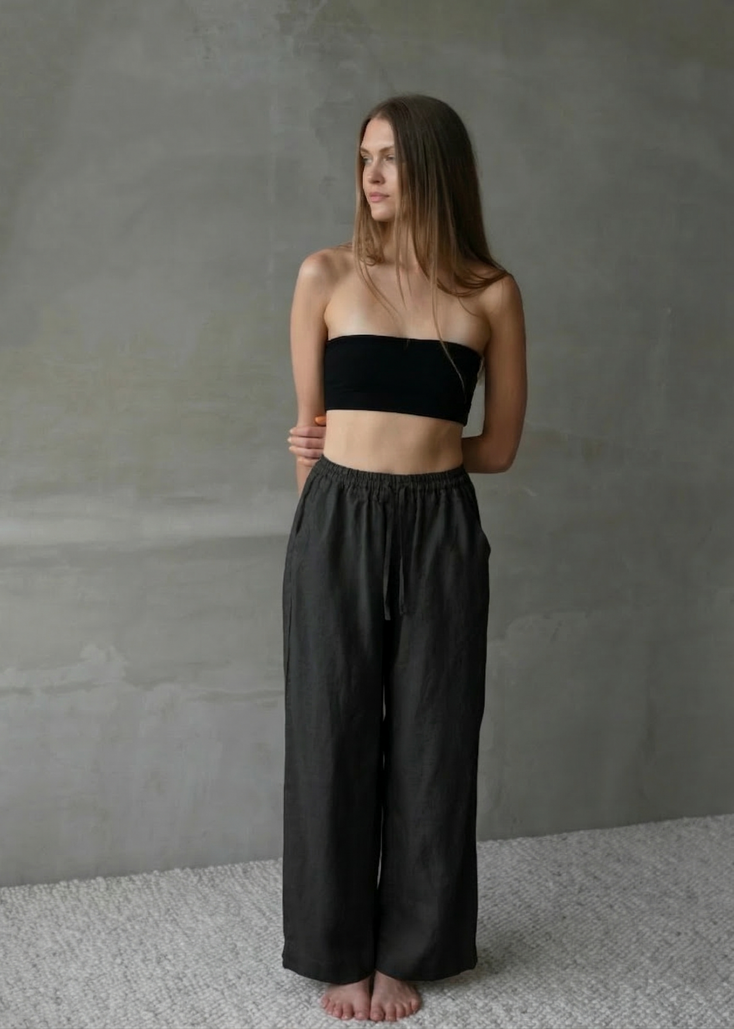 Linen Lounge Pants - Black