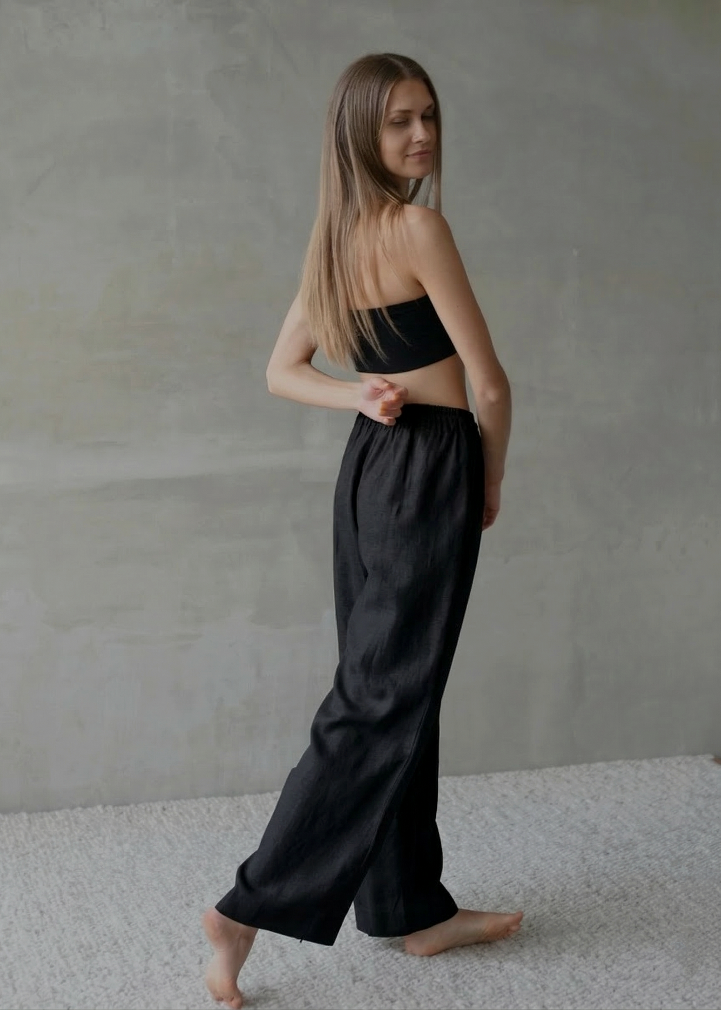 Linen Lounge Pants - Black