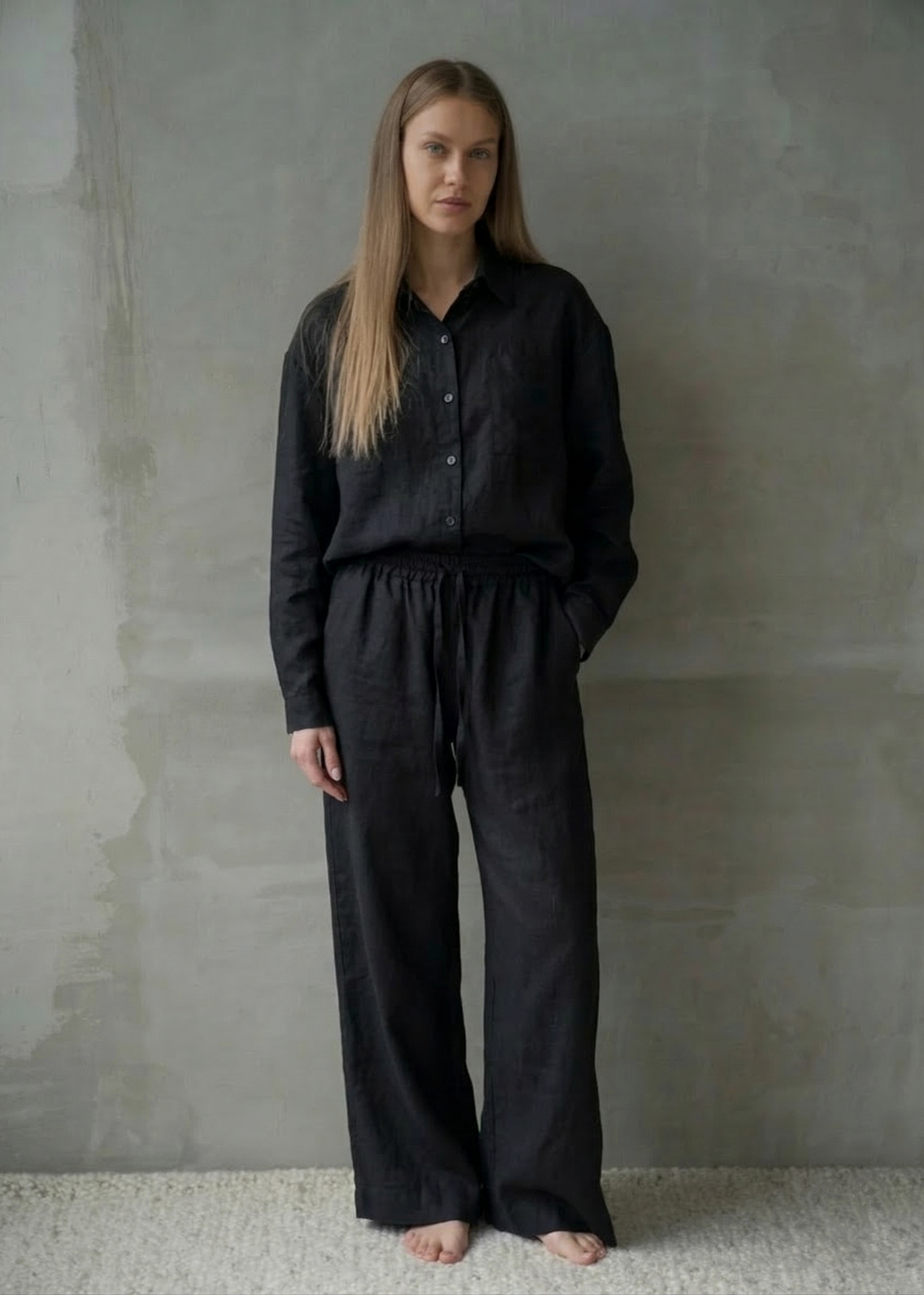 Linen Lounge Pants - Black