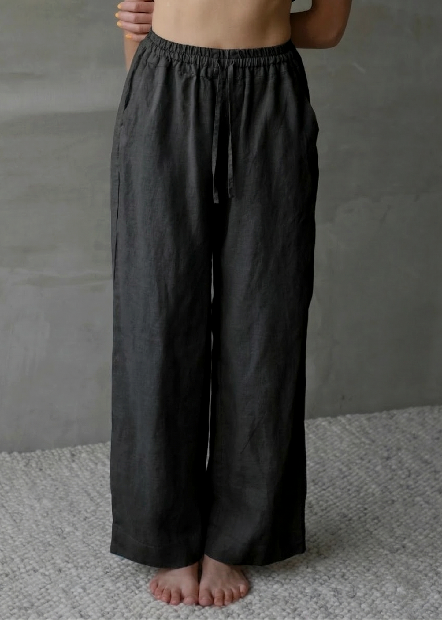 Linen Lounge Pants - Black