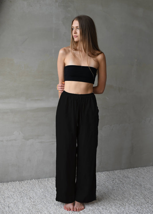 Linen Lounge Pants - Black