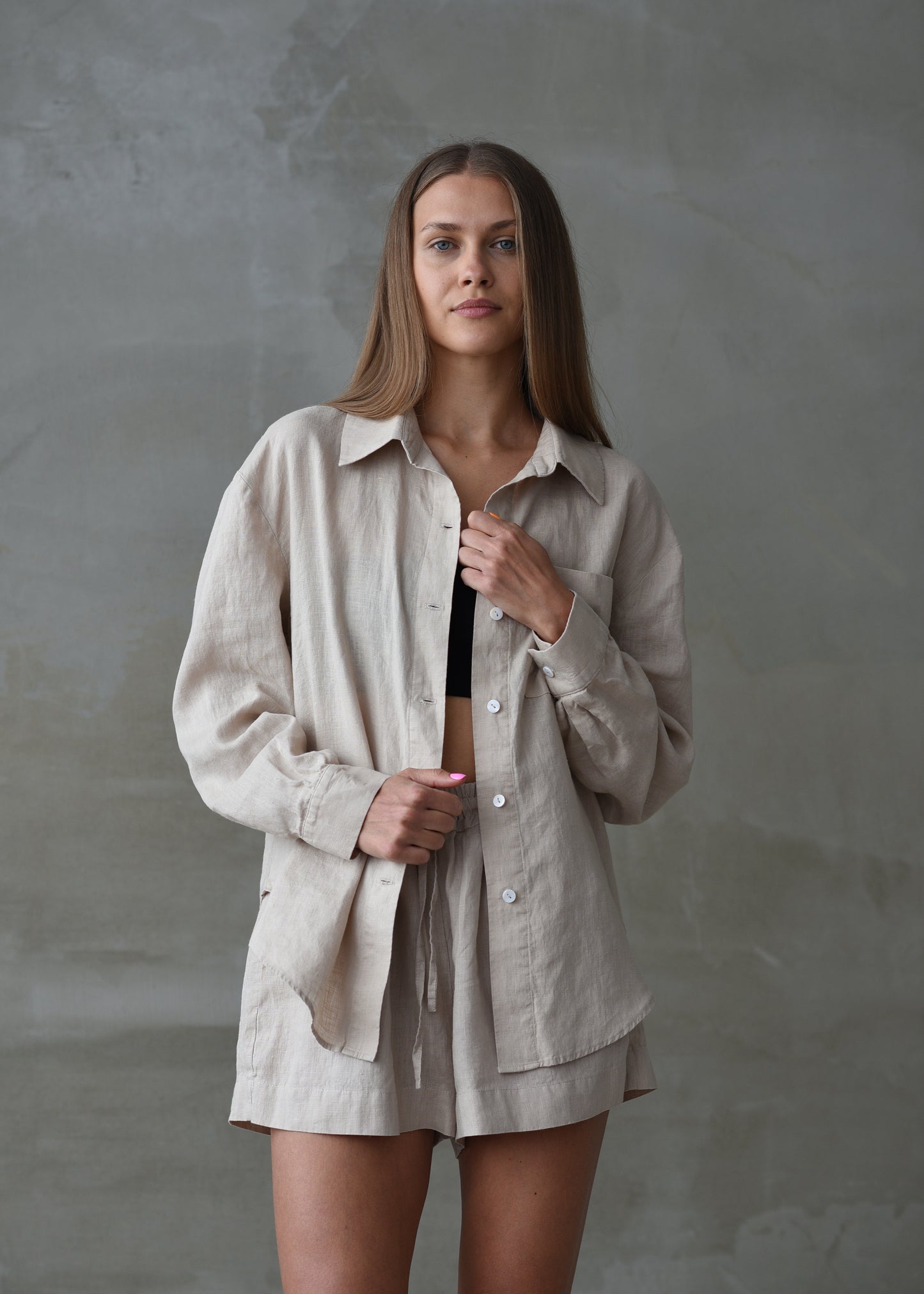 Oversized Linen Shirt - Beige