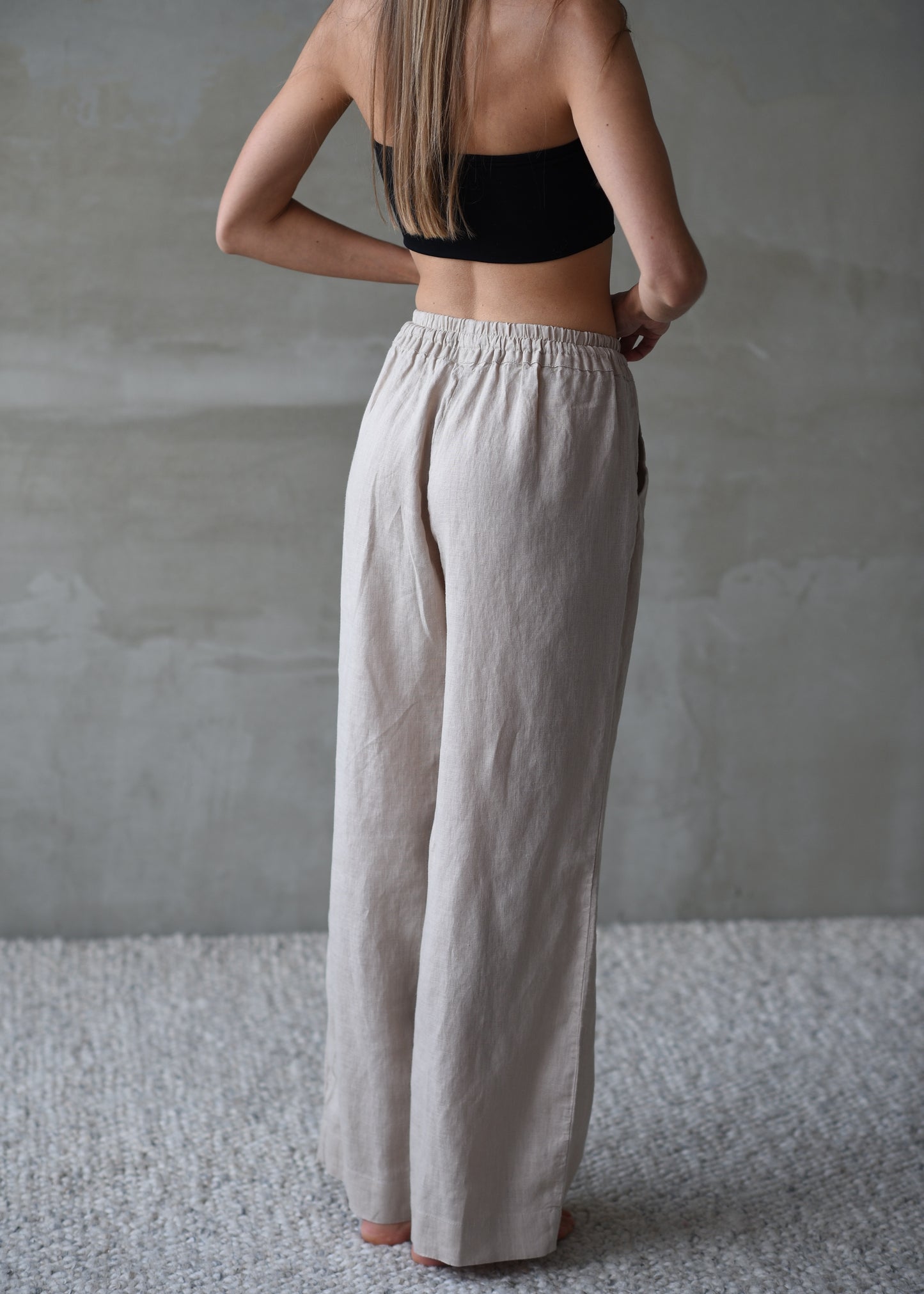 Linen Lounge Pants - Beige