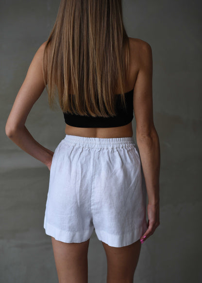 Linen Lounge Shorts - White