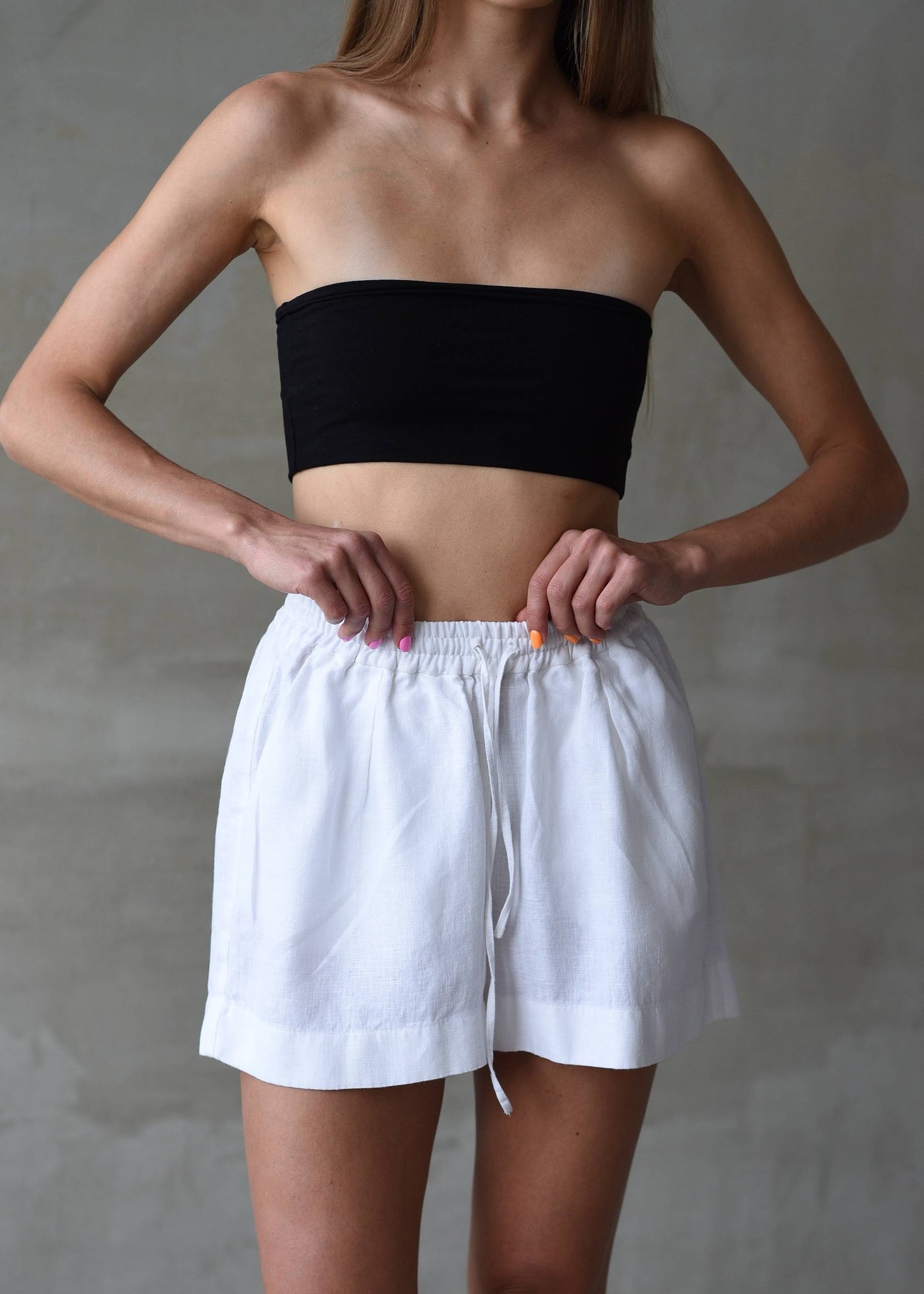 Linen Lounge Shorts - White