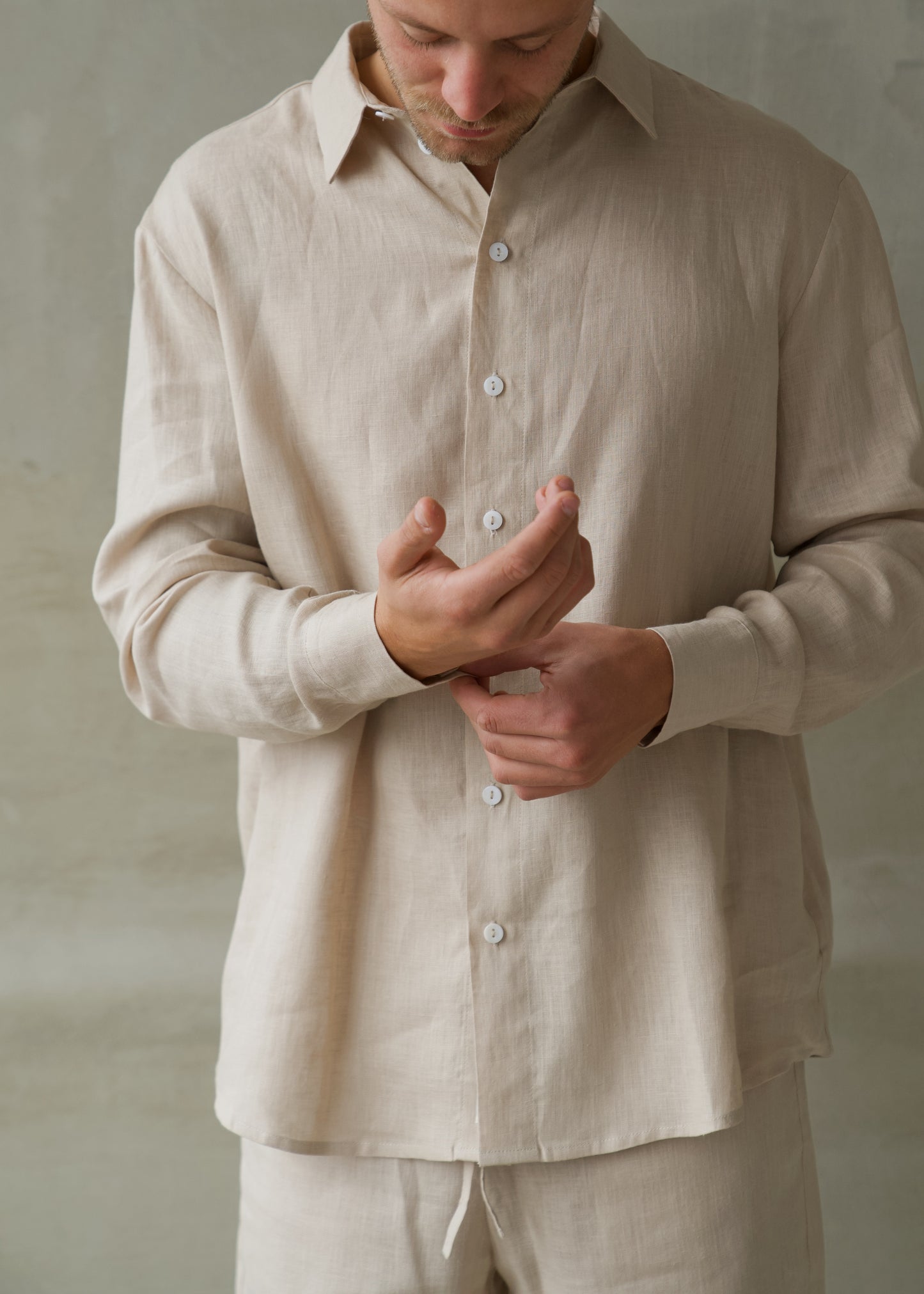 Men's Linen Shirt - Beige