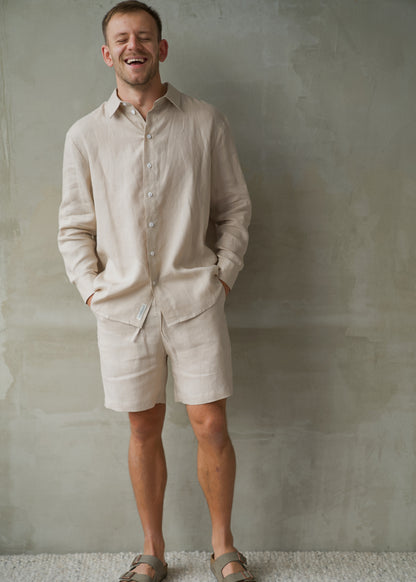 Men's Linen Shorts - Beige