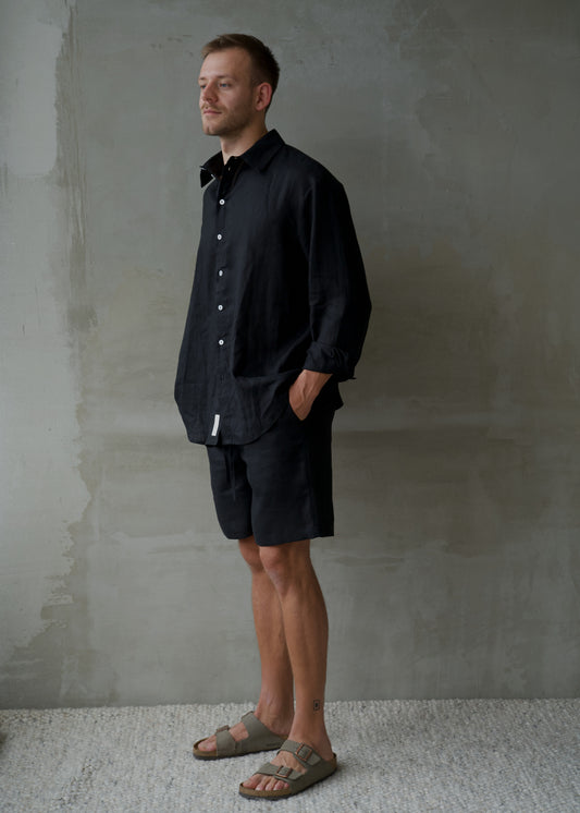 Men's Linen Shirt - Black