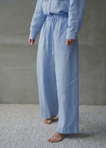 Linen Lounge Pants - Blue