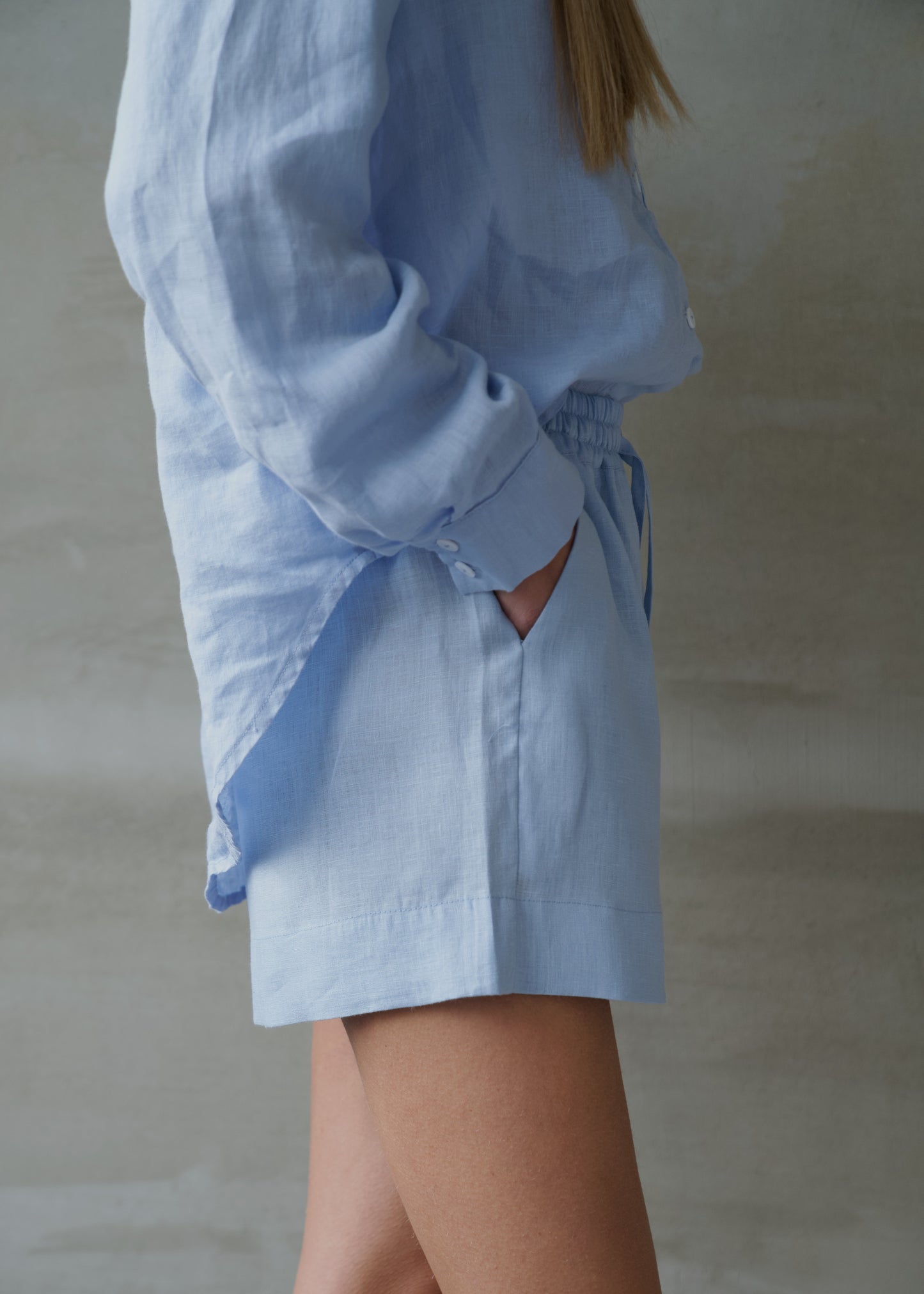 Linen Lounge Shorts - Blue