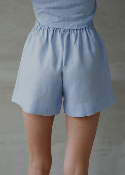 Linen Lounge Shorts - Blue