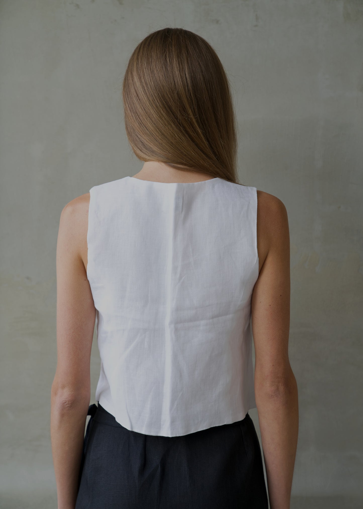 Linen Tie Front Vest