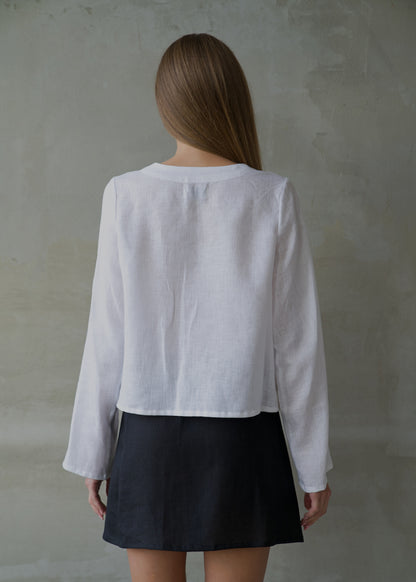 Linen Tie Front Top