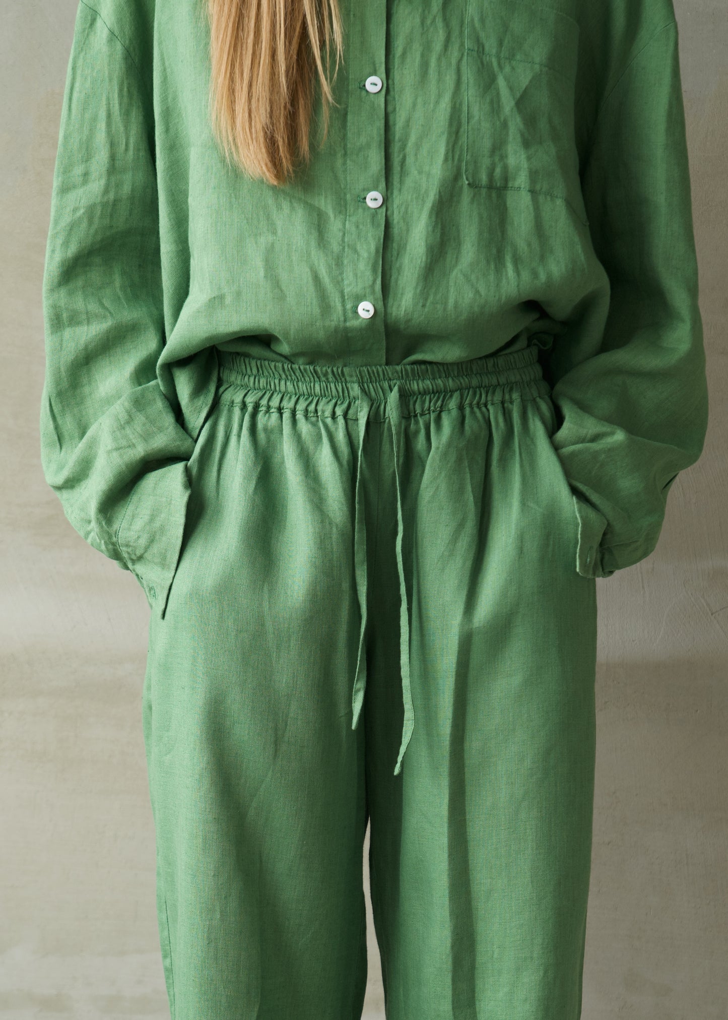 Linen Lounge Pants - Emerald Green