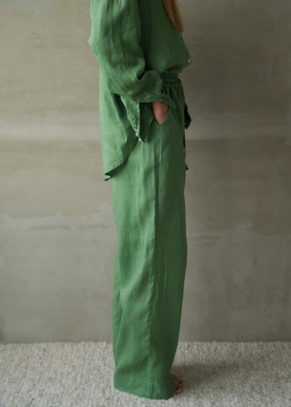 Linen Lounge Pants - Emerald Green