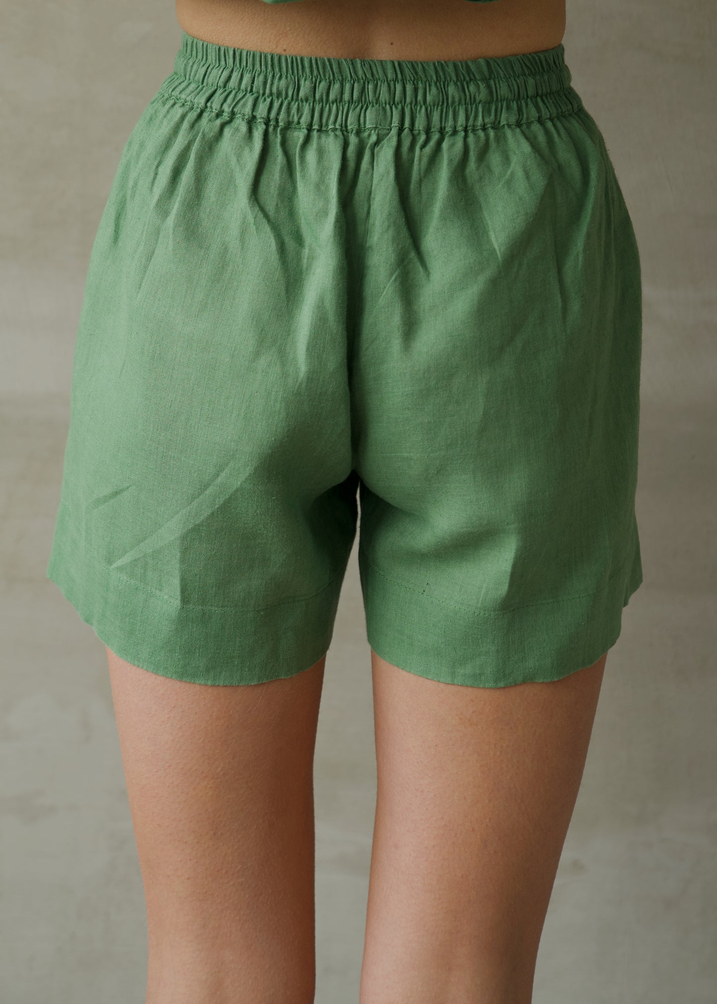 Linen Lounge Shorts - Emerald Green