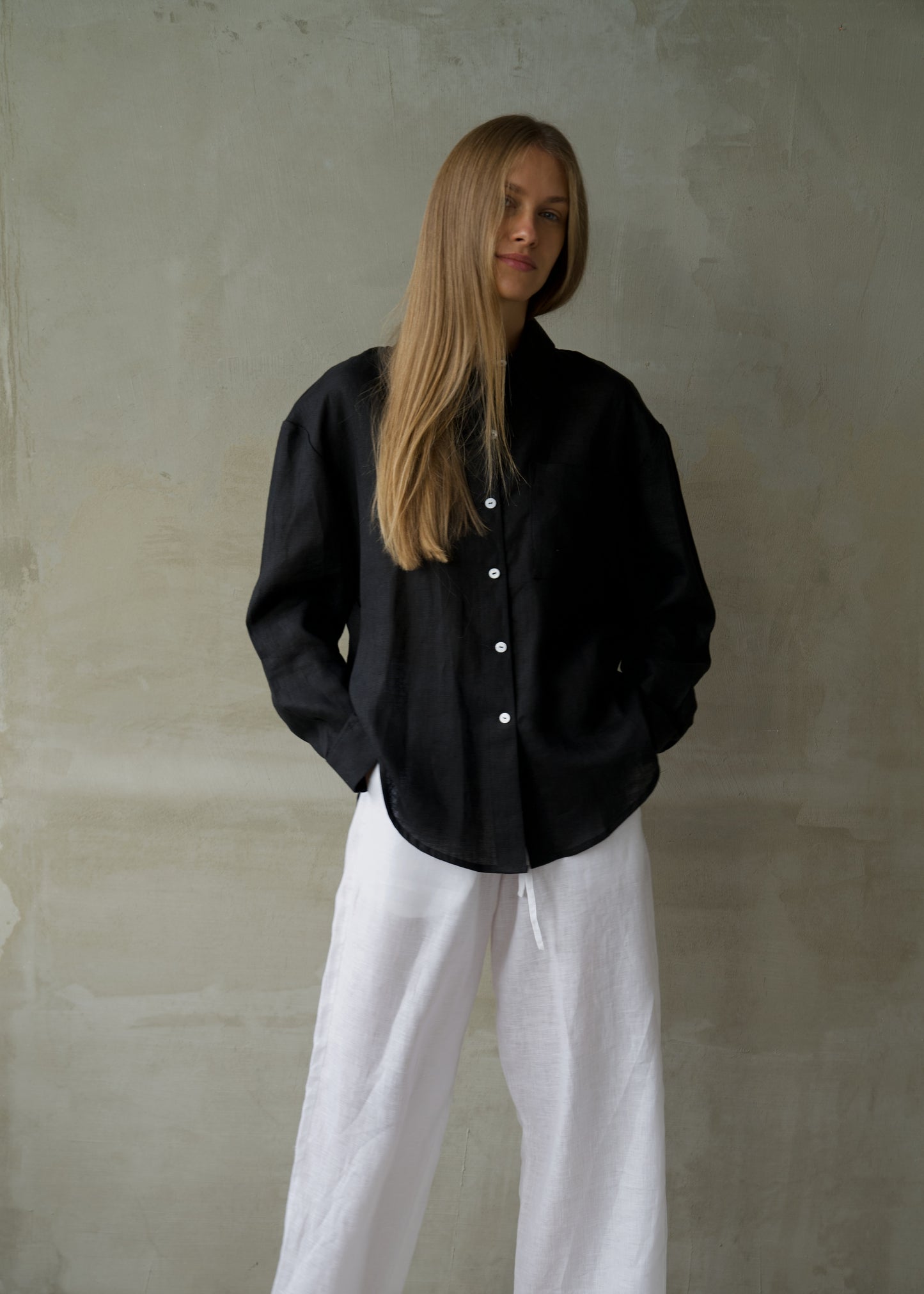 Oversized Linen Shirt - Black