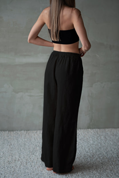 Linen Lounge Pants - Black