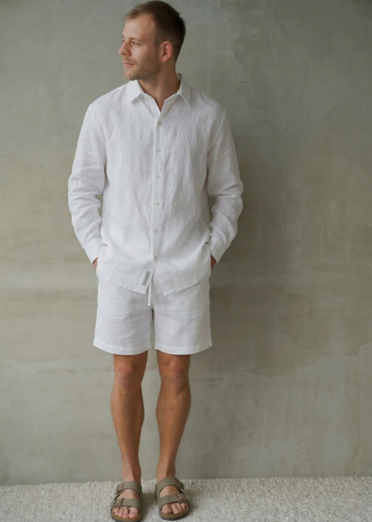 Men's Linen Shorts - White