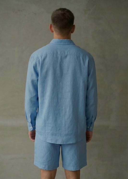 Men's Linen Shorts - Blue