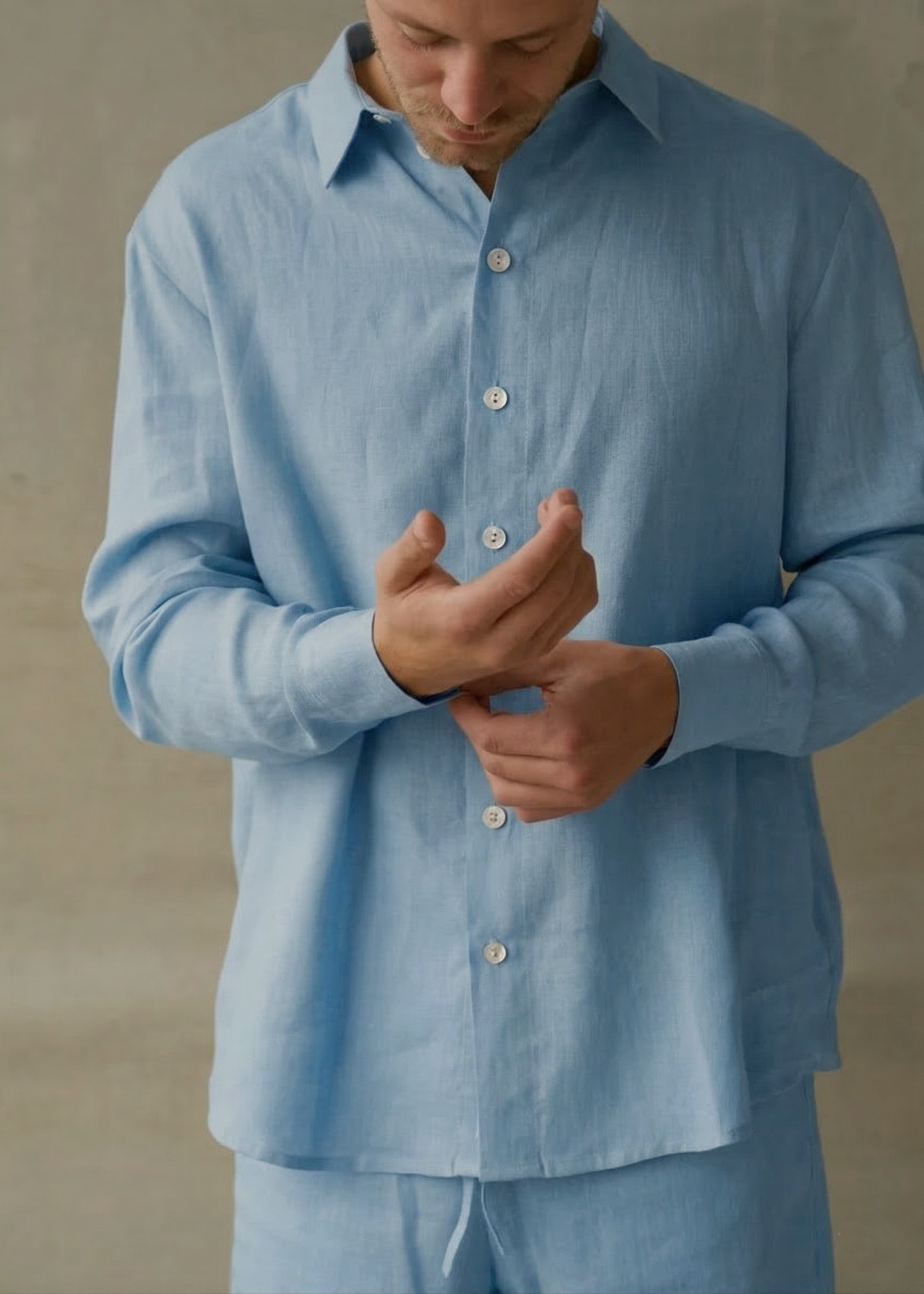 Men's Linen Shirt - Blue