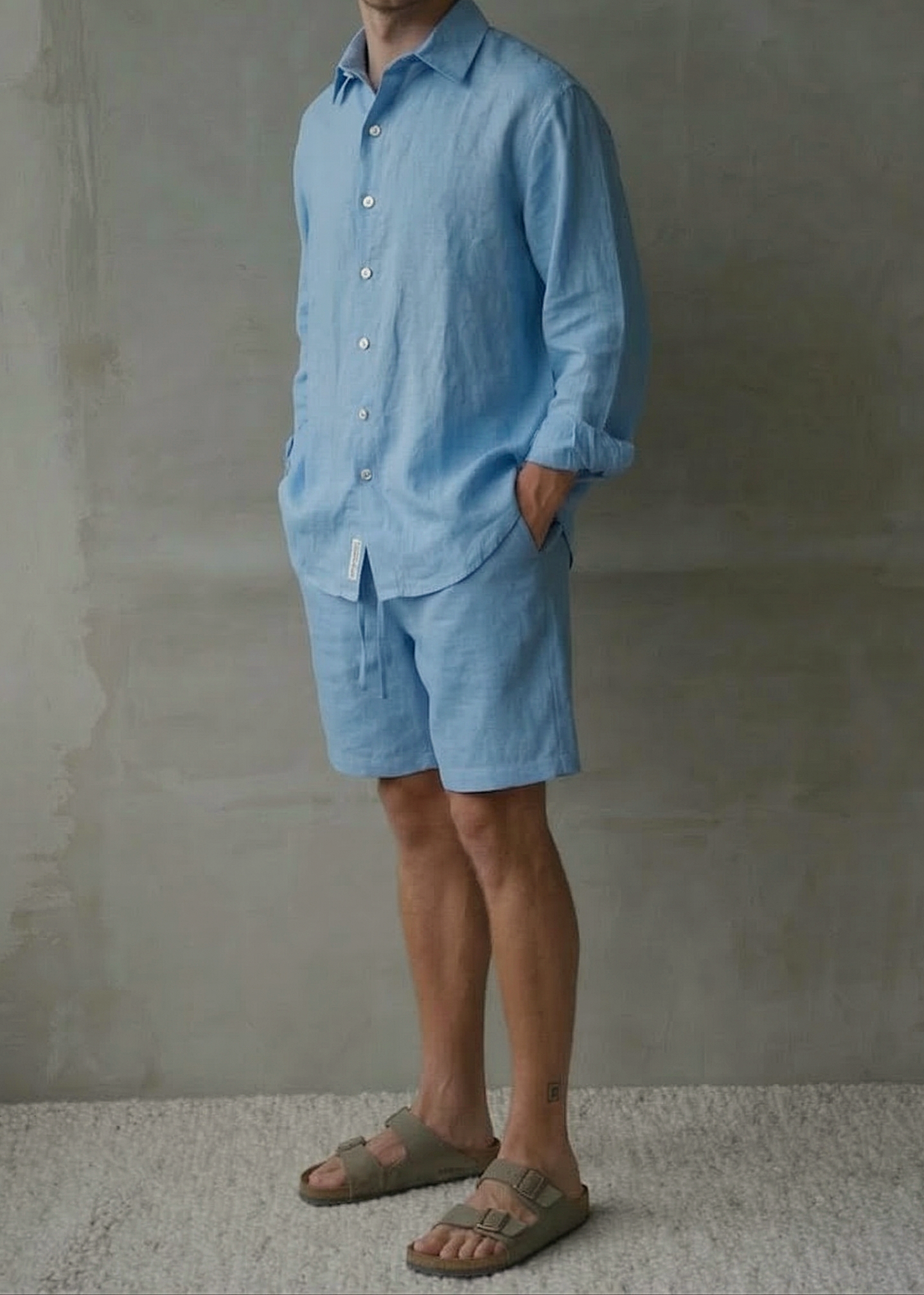 Men's Linen Shirt - Blue