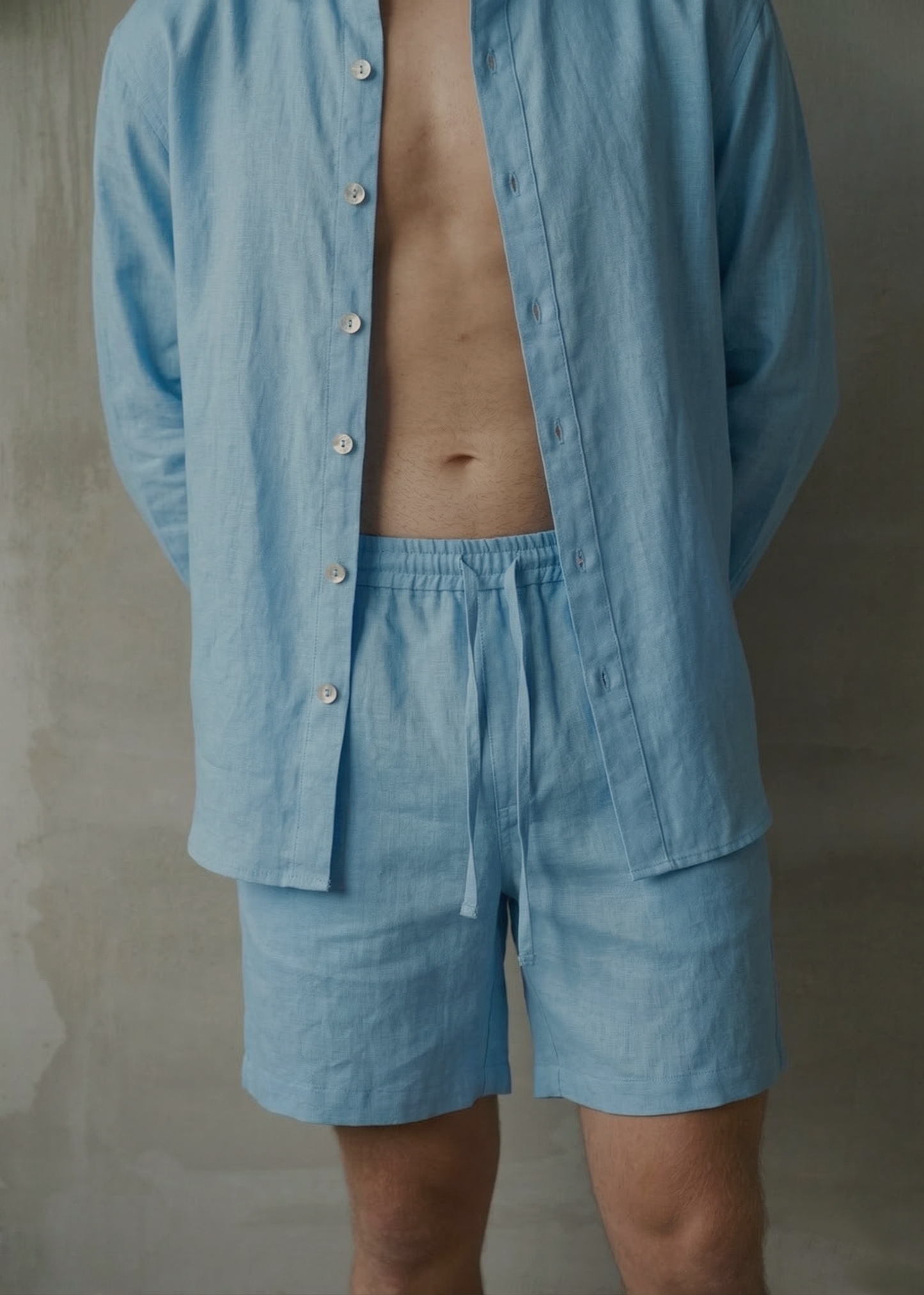 Men's Linen Shorts - Blue
