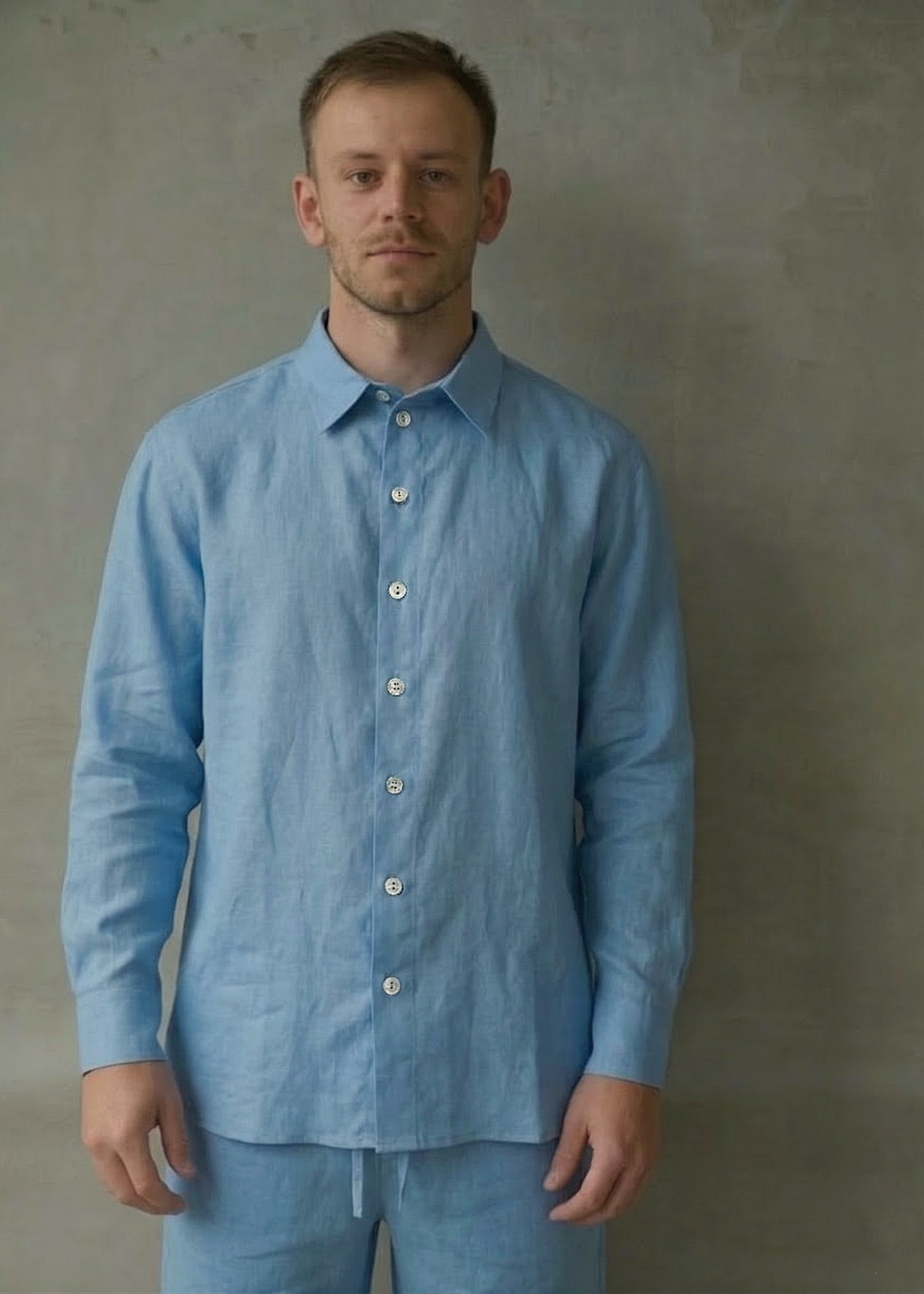 Men's Linen Shirt - Blue